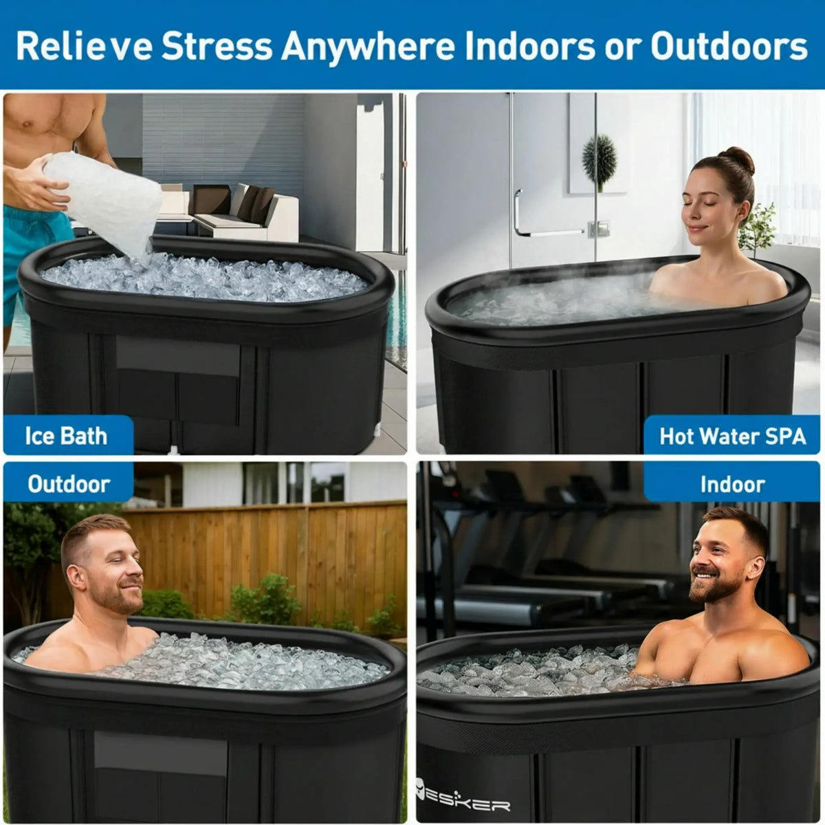 110-Gallon Oval Portable Ice Bath Tub with Cover & Storage Bag — product view 2