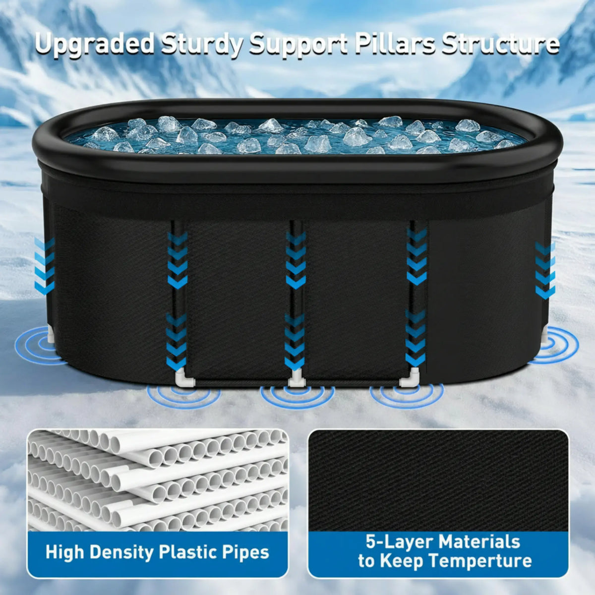 110-Gallon Oval Portable Ice Bath Tub with Cover & Storage Bag — product view 5