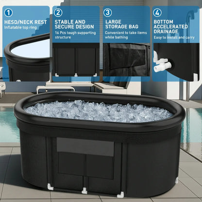 110-Gallon Oval Portable Ice Bath Tub with Cover & Storage Bag — product view 6