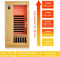 1–2 Person Hemlock Far Infrared Sauna with Bluetooth & Chromotherapy — product view 4