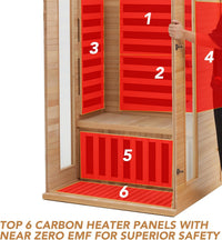 1–2 Person Hemlock Far Infrared Sauna with Bluetooth & Chromotherapy — product view 5