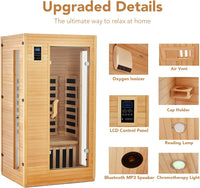 1–2 Person Hemlock Far Infrared Sauna with Bluetooth & Chromotherapy — product view 7