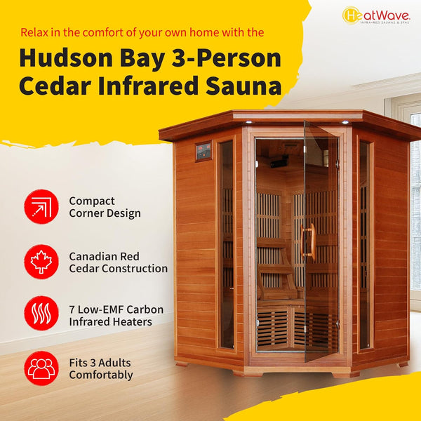 Hudson Bay 3-Person Cedar Corner Infrared Sauna