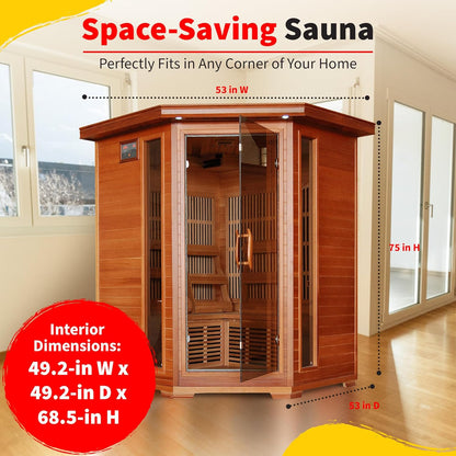 Hudson Bay 3-Person Cedar Corner Infrared Sauna – 7 Carbon Heaters — product view 4