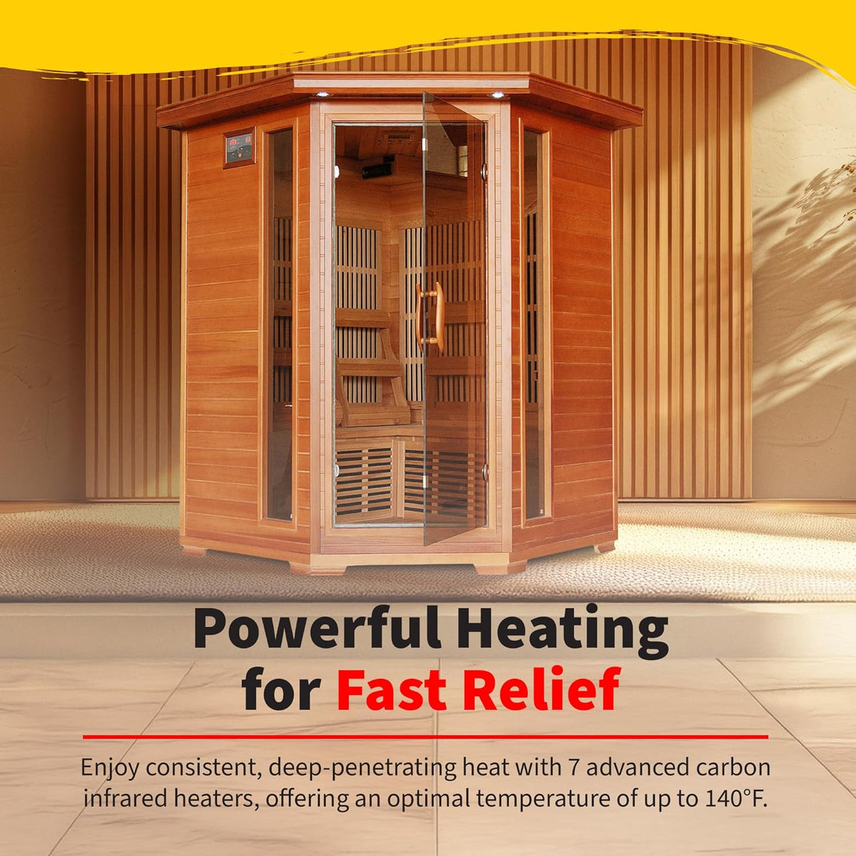Hudson Bay 3-Person Cedar Corner Infrared Sauna – 7 Carbon Heaters — product view 6