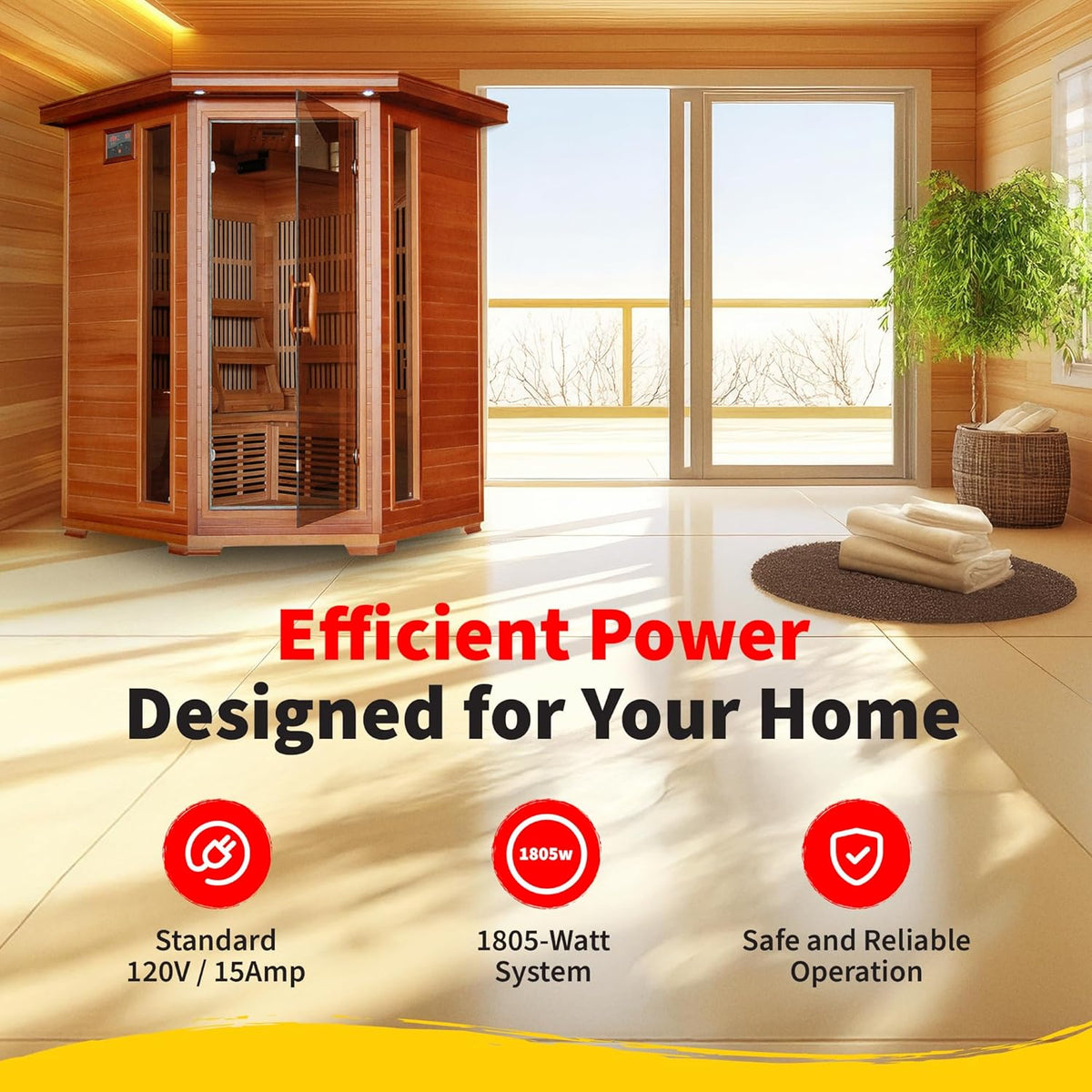 Hudson Bay 3-Person Cedar Corner Infrared Sauna – 7 Carbon Heaters — product view 7