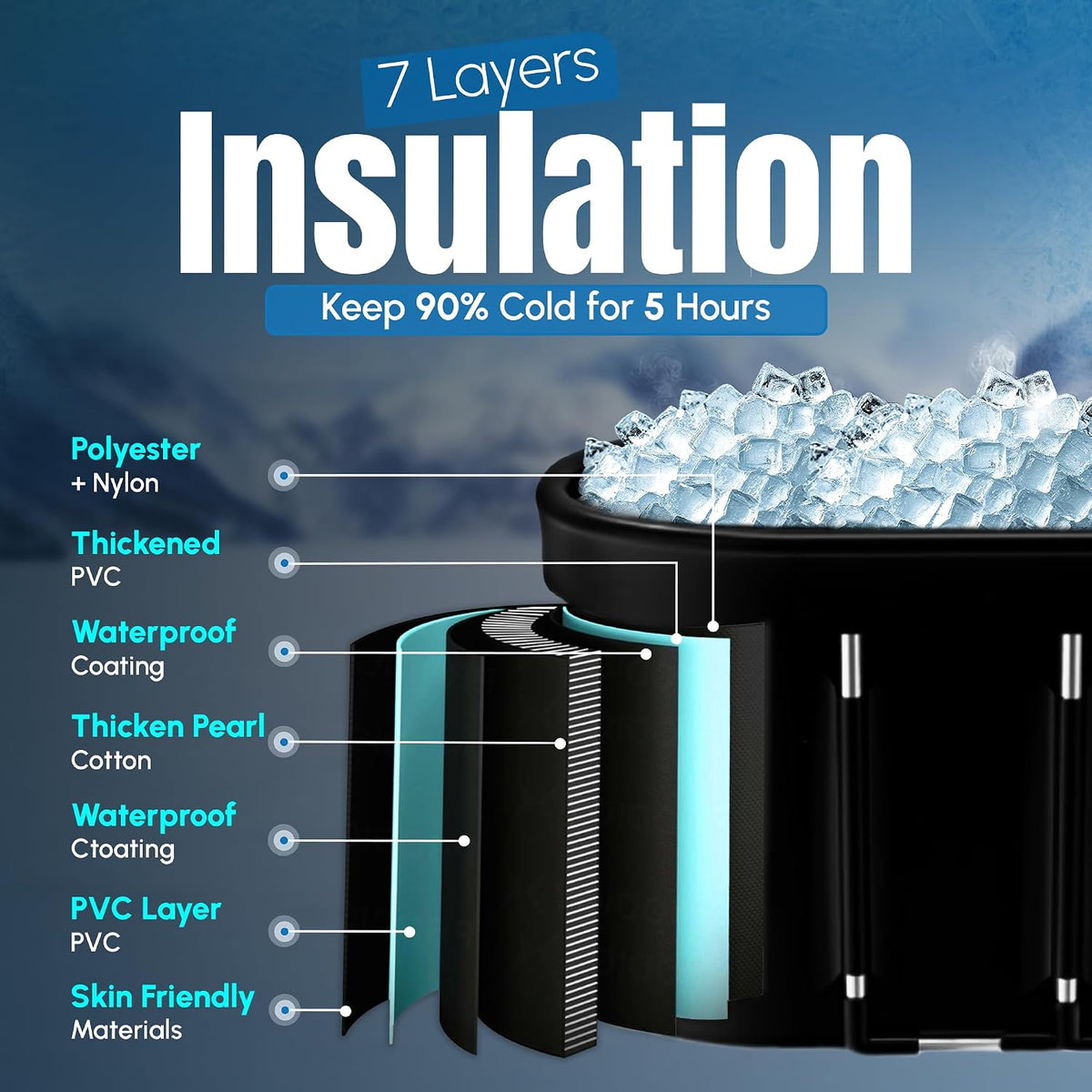 Icy Plunge XXL Oval Cold Plunge Tub, 140+ Gallon, product view 3