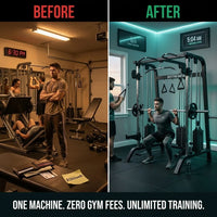 Bodyfit Relentless Trainer Smith Machine with Cable Systems — Before & After