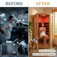 CedarLuma Full Spectrum Infrared Sauna with Red Light Therapy — Before & After