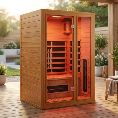 Full Spectrum Infrared Sauna Built for Home Wellness, Red Light Therapy, Canadian Hemlock, 7 Carbon Heaters