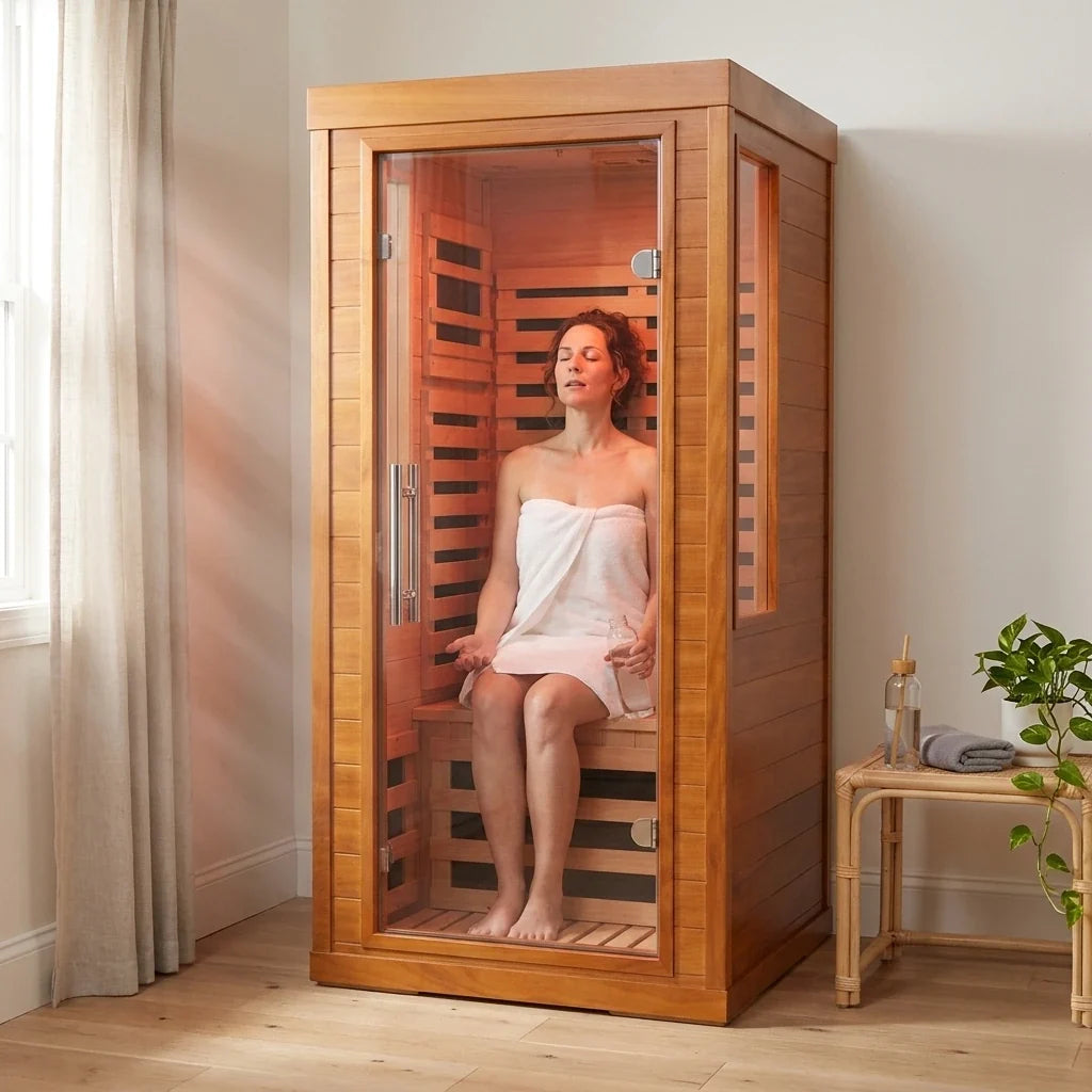 CedarLuma Full Spectrum Infrared Sauna with Light Panel, Lifestyle