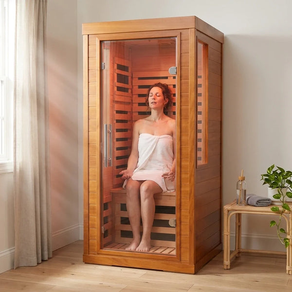 Full Spectrum Infrared Sauna Built for Home Wellness, Red Light Therapy, Canadian Hemlock, 7 Carbon Heaters
