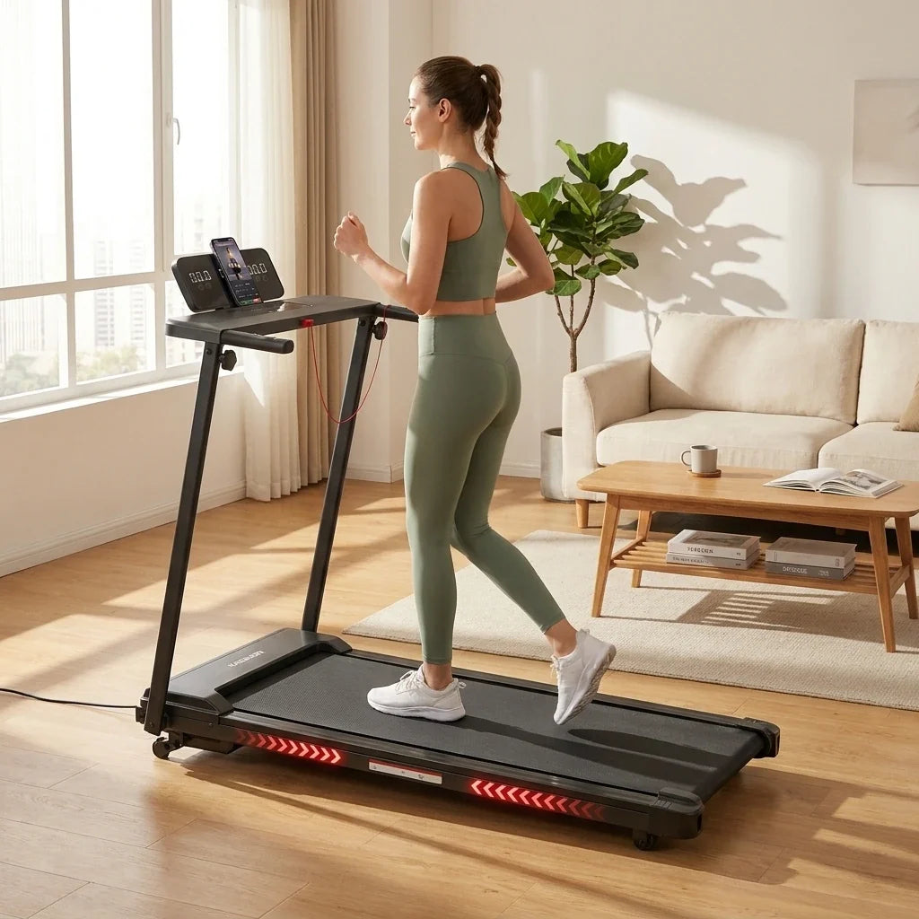 KASSADIN Portable Mini Treadmill with Handle Bar & Incline — Lifestyle