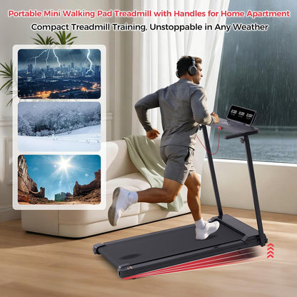 Portable Mini Treadmill with Handle Bar & Incline – 3.5HP, 400 LB — product view 3