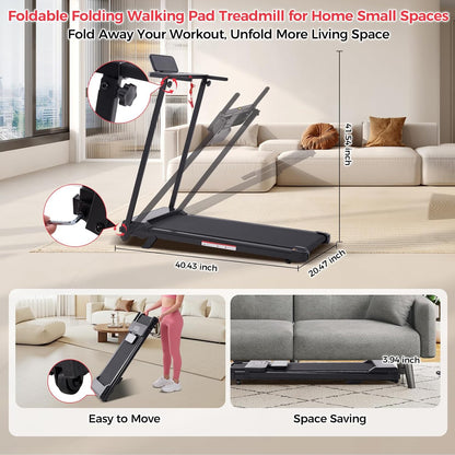 Portable Mini Treadmill with Handle Bar & Incline – 3.5HP, 400 LB — product view 8