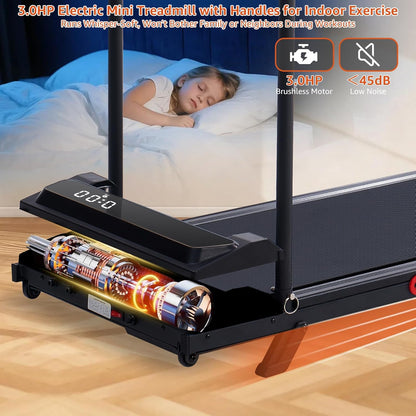 Walking Pad Treadmill with Handle Bar & Incline – 3HP, 350 LB — product view 8