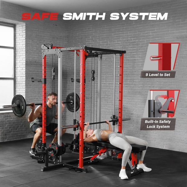 Roygym Smith Machine Home Gym with Dual Cable Crossover