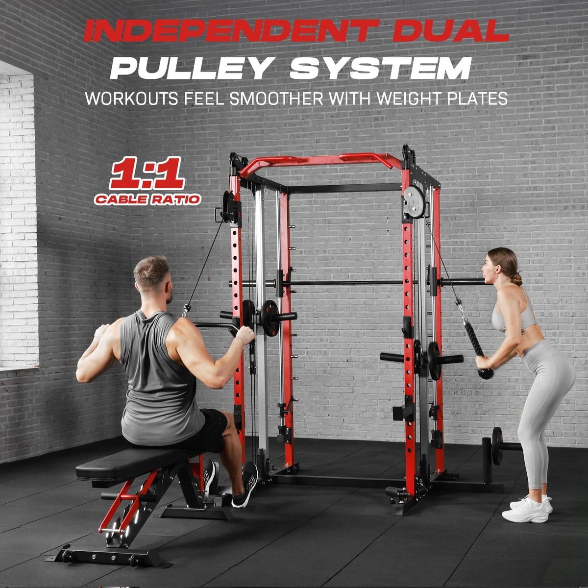 Smith Machine Home Gym with Dual Cable Crossover & Power Cage — product view 3
