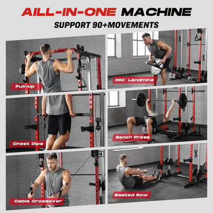 Smith Machine Home Gym with Dual Cable Crossover & Power Cage — product view 4