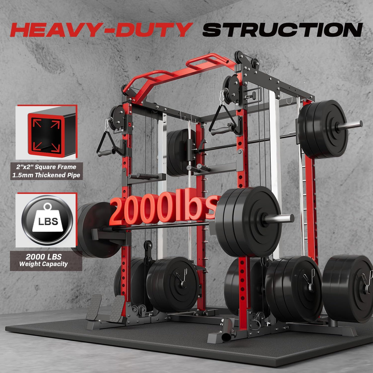 Smith Machine Home Gym with Dual Cable Crossover & Power Cage — product view 5