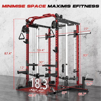Smith Machine Home Gym with Dual Cable Crossover & Power Cage — product view 6
