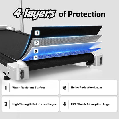 Walking Pad Treadmill with Handle Bar & Adjustable Incline – 3.8HP — product view 2