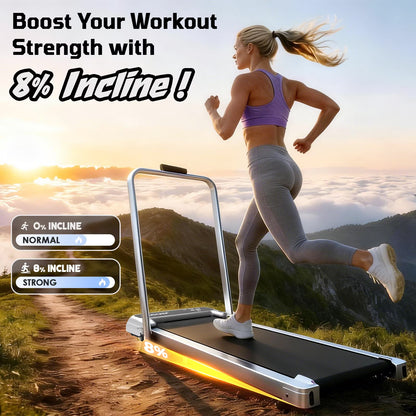 Walking Pad Treadmill with Handle Bar & Adjustable Incline – 3.8HP — product view 4