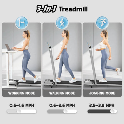 Walking Pad Treadmill with Handle Bar & Adjustable Incline – 3.8HP — product view 7