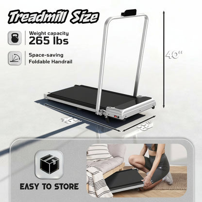 Walking Pad Treadmill with Handle Bar & Adjustable Incline – 3.8HP — product view 8